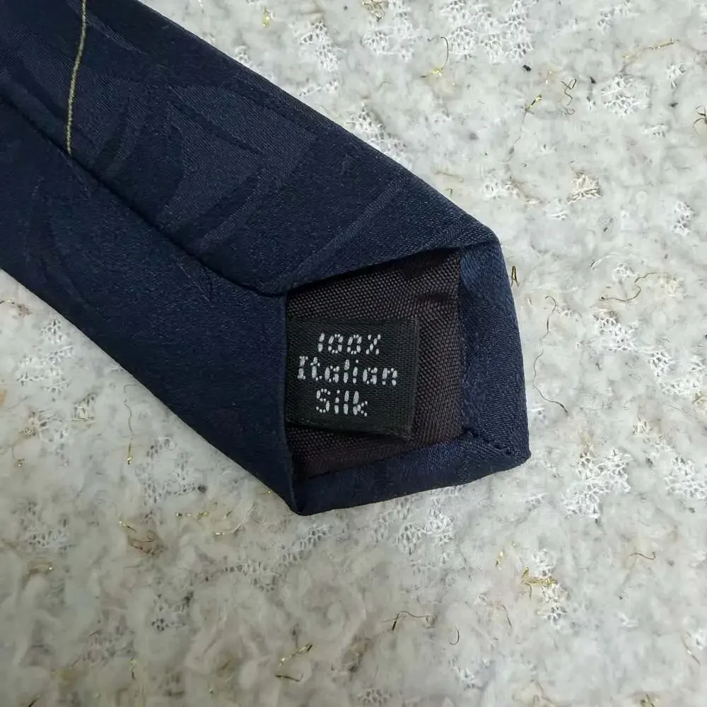 Gianfranco Ruffini 100% Italian Silk Tie Geometric Art Deco Pattern Navy Blue